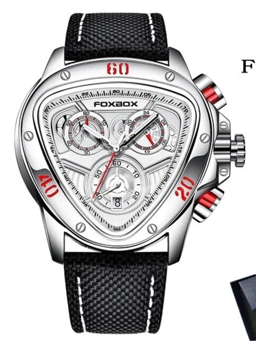 Chronograph Mens Sport Watch Foxbox by Lige Luxury Car Style Racing Watch White